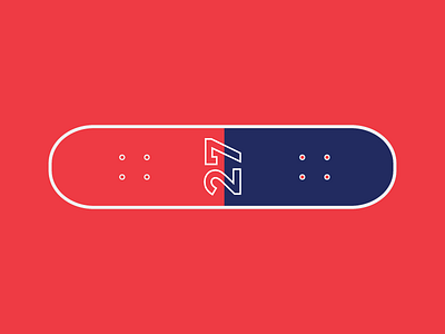 R/B 27 blue clean line red simple skateboard vector