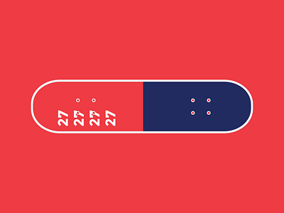 R/B 27 blue clean line red simple skateboard vector