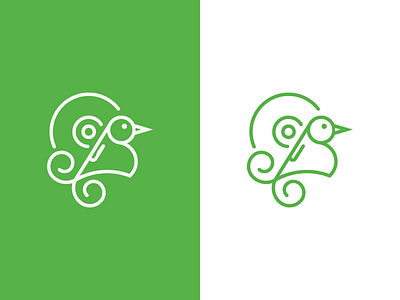 Dr Bird Logo - Green art bird clean colour icon line logo record