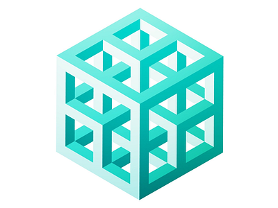 Subdivided cube 3d geometric grid illusion isometric