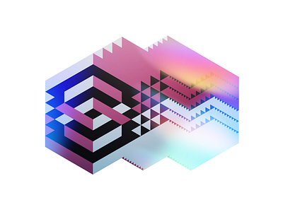 Extruded geometric shape abstract extrusion geometric gradient graphic pattern