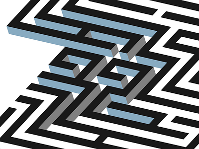 Maze 3d illustration isometric maze pattern