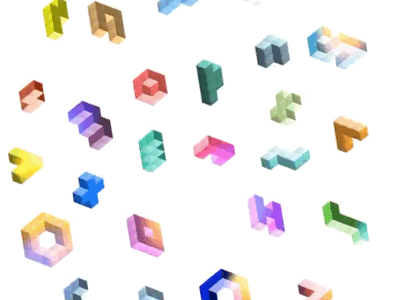 Little floating shapes animated geometric random colours shapes