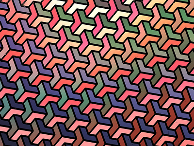 Interlocking pattern color geometric gradients isometric pattern