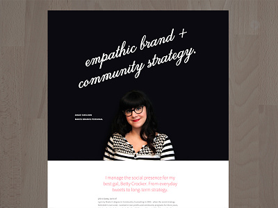 Angie Sheldon - Community Strategy homepage new site photography portfolio profile website