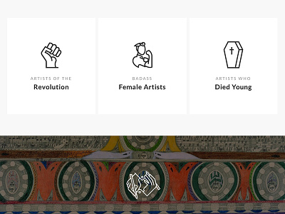Artist Icons art death history icons layout minimal revolution texture web women