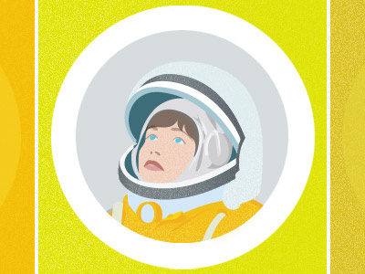 Cosmonaut circle green illustration space girl texture