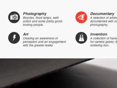 Ben: Artist, Inventor gray icons red webdesign