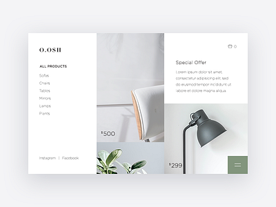 O.OSH Store clean ecommerce furniture graphic icon interior logo minimalism product product designer store studio the glyph typography ui ux web design web design website white