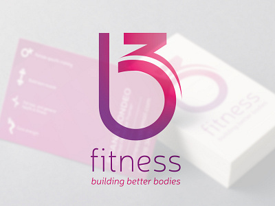 B3 Fitness Branding brand branding business card design fitness illustration logo mark modern pink purple