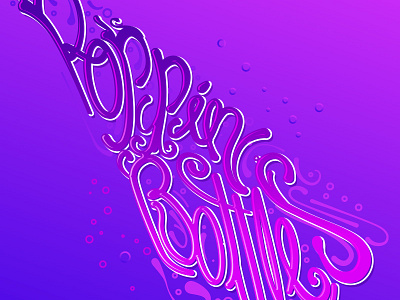 Poppin Bottles Logo art bottles branding bubbles busy fun illustration logo pink pop typography violet