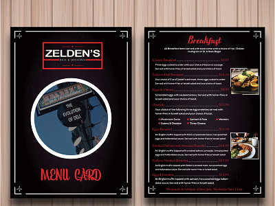 Menu Card Design black branding creative design flat graphic illustration illustrator menu menu card minimal resturant typography