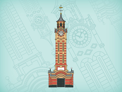 Clocktower architecture buildings clock tower clocktower epsom historical buildings illustration uk vector