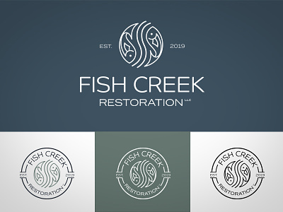 Fish Creek Restoration LLC Logo branding design icon logo typography