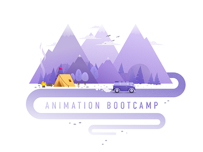 Animation Bootcamp - whoop whoop bootcamp design illustration mountain nature schoolofmotion tent vector volkswagen