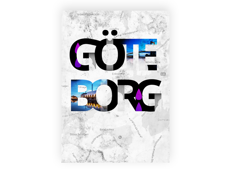 Rainy ol' Gothenburg art illustration smog oil map typography poster city rain gothenburg