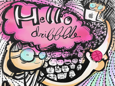 Hello! dribbble!! hello illustration