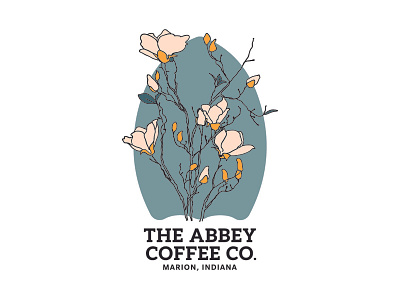 Abbey Coffee Co. Flower Design abbey blue brand coffee coffee bar floral flower flower illustration illustration linework natural simple sticker sticker design