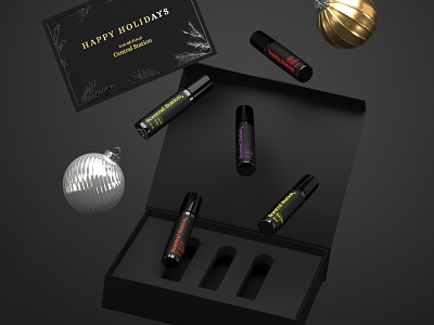 Scentral Station branding christmas essential oils graphic design oils packaging design