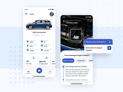 Car AR app concept ar automobile car car app dashboard garage minicooper mobile mobile app popular smart car ui uiux