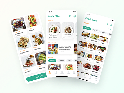 Jamie Oliver Cooking App app application branding cafe cook cookbook cooking design design app food nutrition popular recipe style ui uiux ux