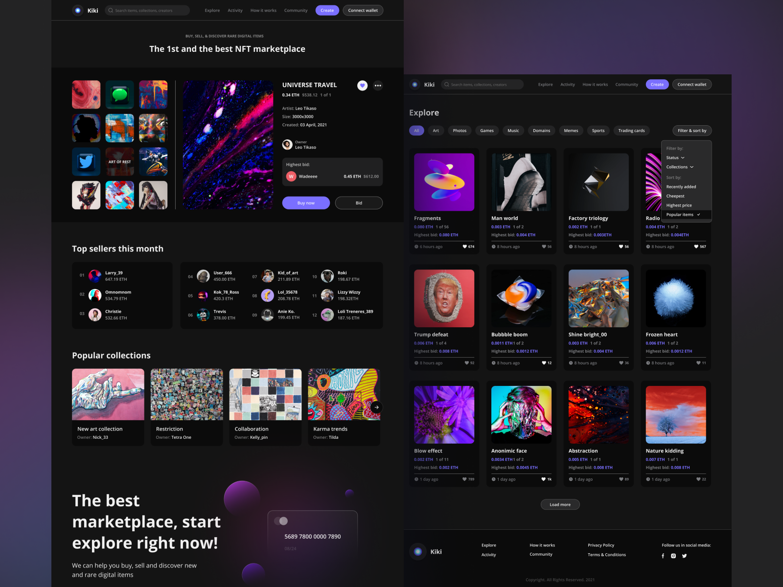 NFT Marketplace by Alessia Korman for Perpetio on Dribbble