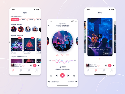 Music App appdesign application artists branding color colorful design icon illustration ios ios app iphonex music musicapp popular style ui uiux vector