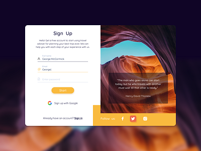 Sign Up Form color design illustration login screen popular register form sign in sign up form sign up page signup social style ui ui design uiux web web design