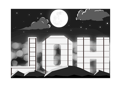 Hollywood Dreams black white dreamy hollywood illustration starry sky stars