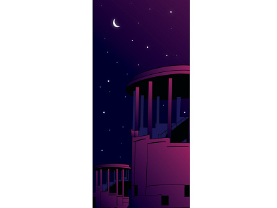 Campus Nights bits campus chill hyderabad illustration night purple starry sky stars