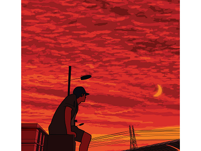 Campus Sunsets bits campus evening hyderabad illustration moon solitude sunset