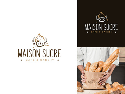 Maison Sucre cafe & bakery app bakery logo branding cafe logo design flat icon illustration logo logo design typography usman usman chaudhery vector web