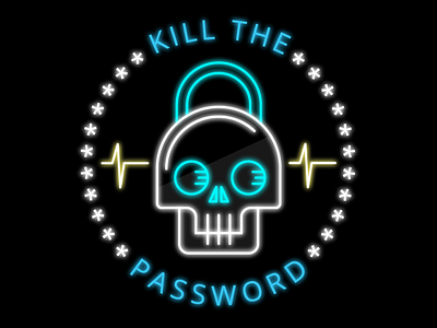 zZzZzap glow icon illustration lock neon padlock password security skull sticker