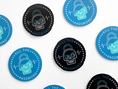 Stickers glow icon illustration lock password security skull sticker