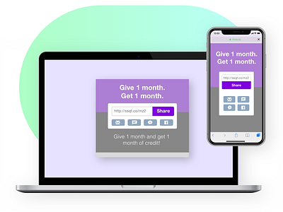 Illustration Modal Share Widget on Desktop and Mobile iPhone