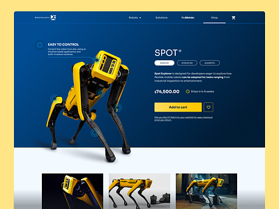 Boston Dynamics - Shop blue redesign robots ui user interface yellow