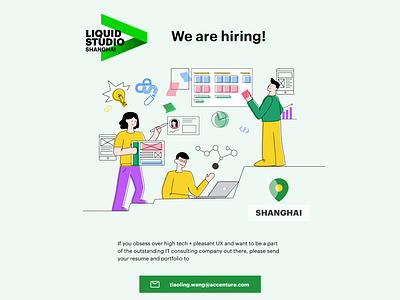 Liquid Studio Recruiting Poster design flat identity illustration illustrator minimal ui ux vector web