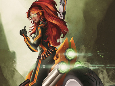 Mad Maxine bike fiction futuristic girl weapon