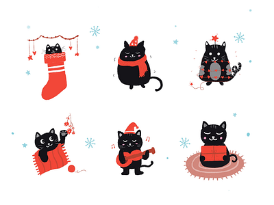 Holiday cats cats doodles drawing holiday illustration procreate