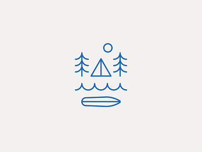 Summer Adventures camp camping icon lines seaside summer sup surf surfboard trees vacation