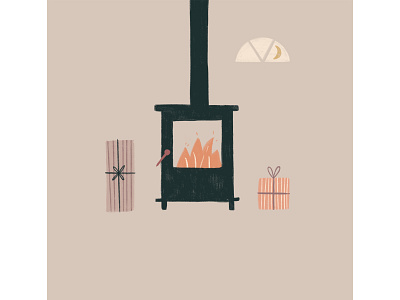 Peachtober 18: Warm evening fire fireplace presents stove wood stove