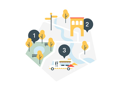 Discover city discover foodtruck icon map park route spots trees