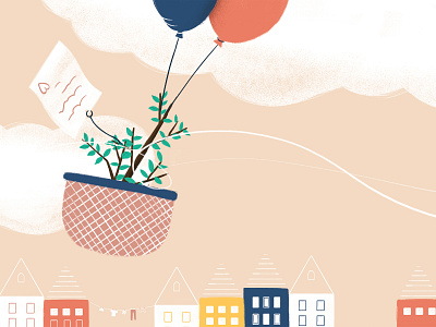 Orphan crop balloons basket coffee plant flying laundry orphan sky skyline