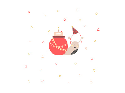 Inktober Day 1 - Snail animal birthday birthday card cake character confetti happy hat inktober party snail