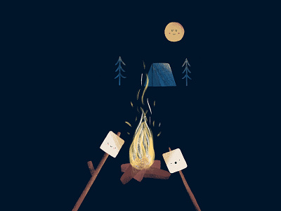 Inktober Day 20: Snack camp campfire campsite evening fire flame marshmallow marshmallows night snack tent