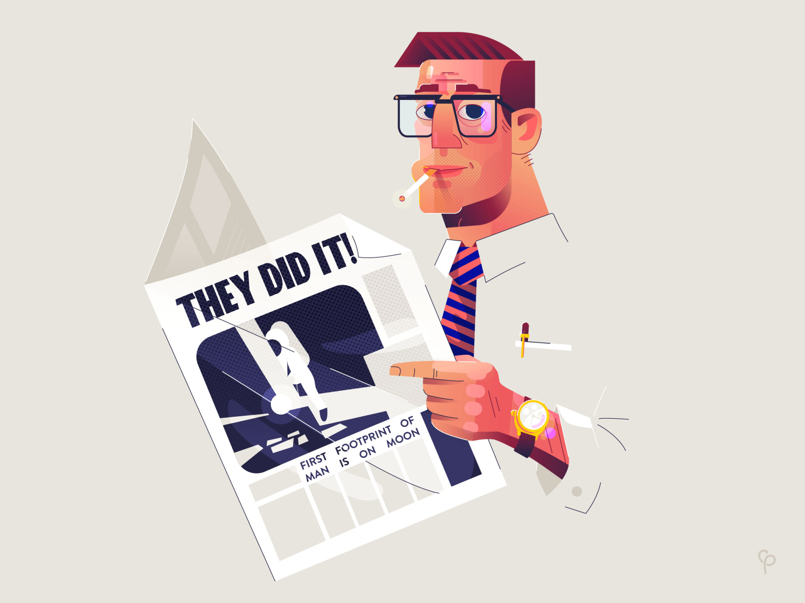 Man on the moon - Paper by Cameron Pyke on Dribbble