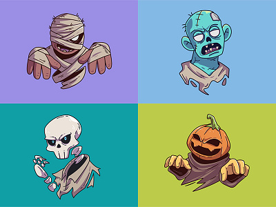 Halloween Costume cartoon character costume halloween illustration monster mummy pumpkin scary skull spooky vector zombie