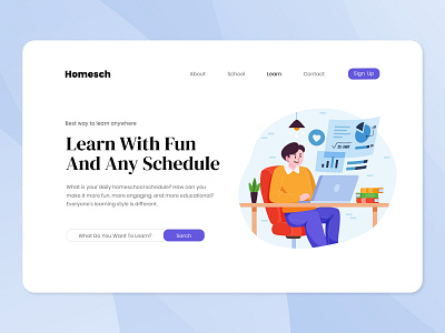 Homesch - Online Learning Platform cartoon flat illustration knowledge landing page learning school ui vector