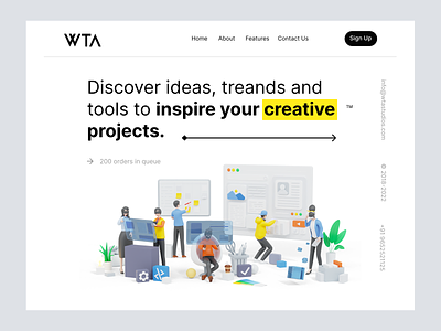 WTA - Agency Service Landing Page 3d agency branding design flat illustration landing page simple ui website