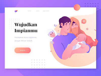 Family parenting landing page family flat illustration parenting simple uiux web